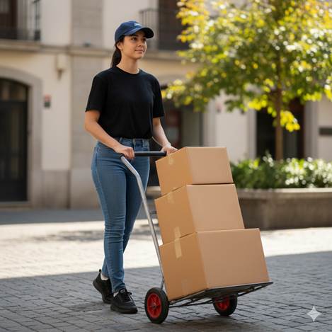 A person pushing a hand truck with boxes

AI-generated content may be incorrect.