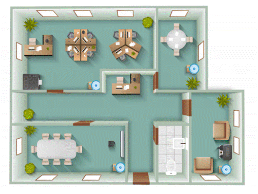 A floor plan of an office

AI-generated content may be incorrect.
